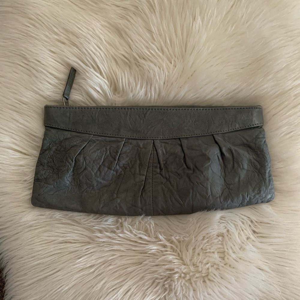 Witchery Grey Leather Clutch